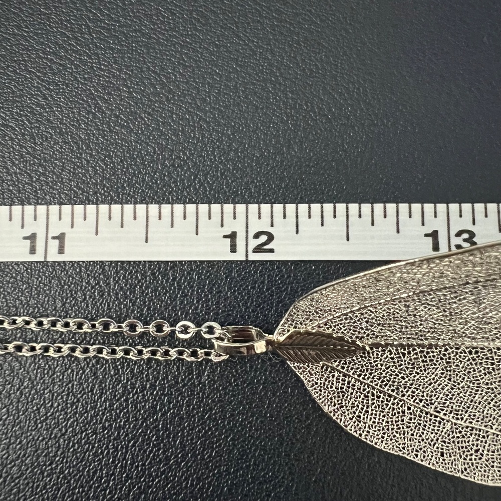 Silver-toned Filigree Leaf Necklace - Picture 6 of 6